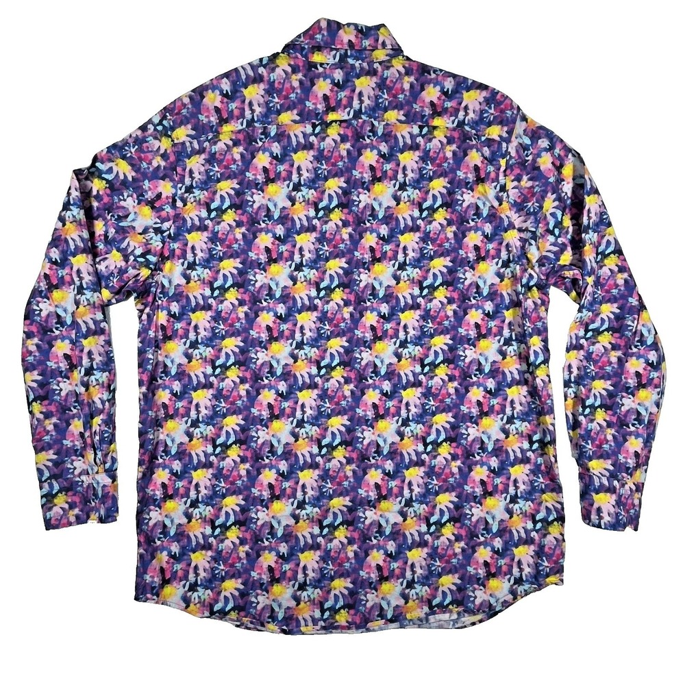 Cremieux‎ Floral Button Down Shirt Mens XLT Multi Color Psychedelic Watercolor - Picture 4 of 10